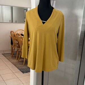 Source Unknown Mustard Long Sleeve V-Neck Top